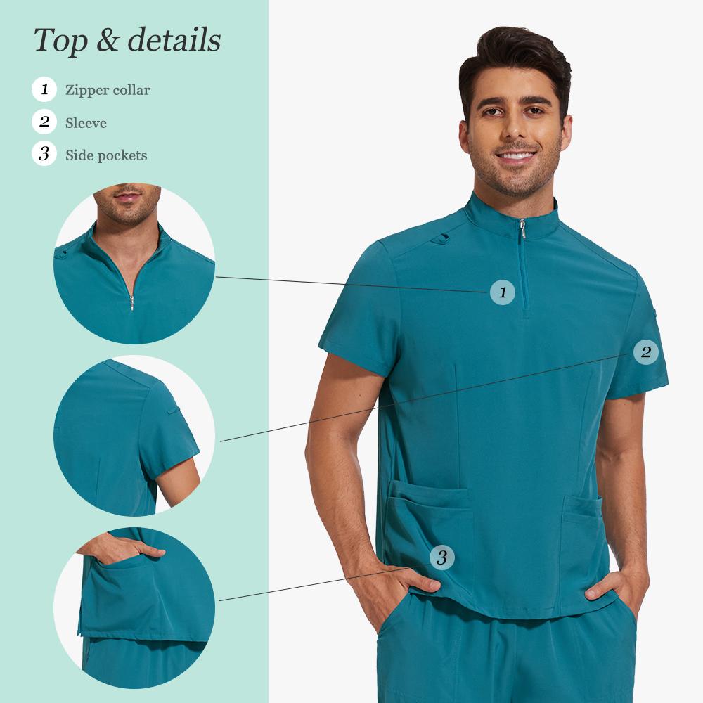 Schwarze Scrub Uniform Krankenschwester Krankenhaus Herren Medizinische Uniformen Scrubs Pflege Set Klinik Spa und Kosmetikstudio Damen Scrub Set