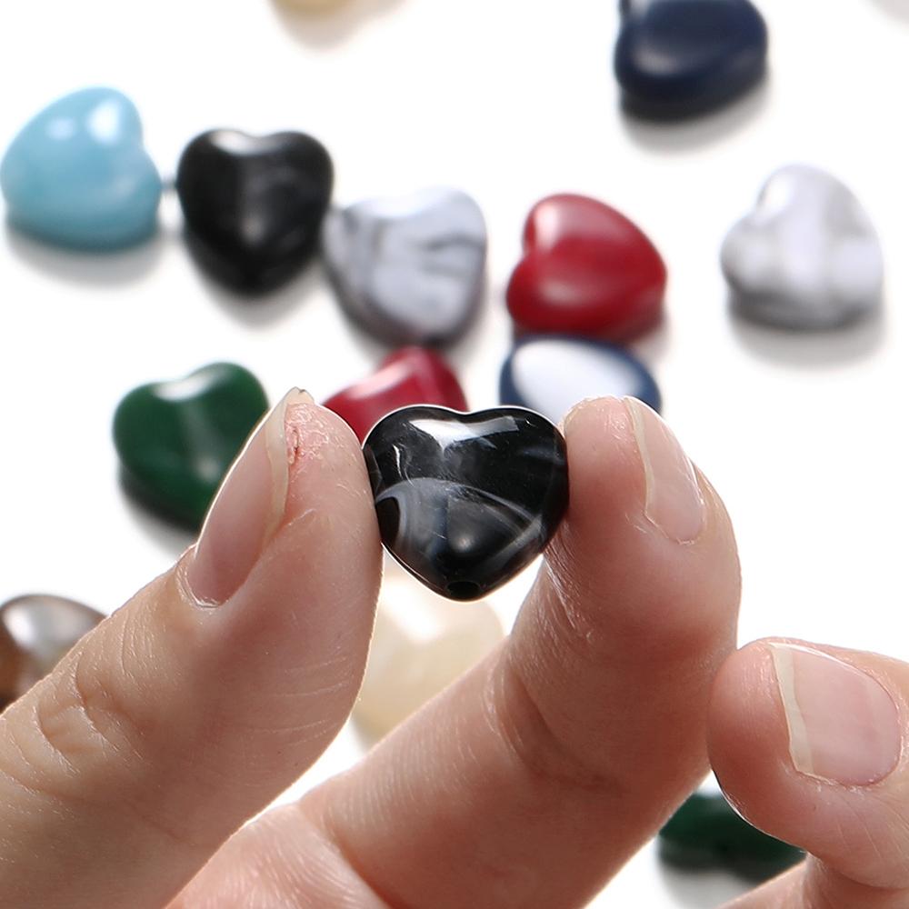 20pcs Acrylic Imitation Stone Heart Beads 14mm Love Spacer Loose Bead for DIY Necklace Bracelet Jewelry Making Supplies