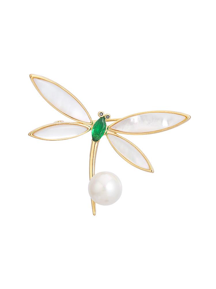 White Shell Dragonfly Brooch 2025 New Trendy High-end Corsage Women s Pin Exquisite Luxury Suit Accessories Autumn
