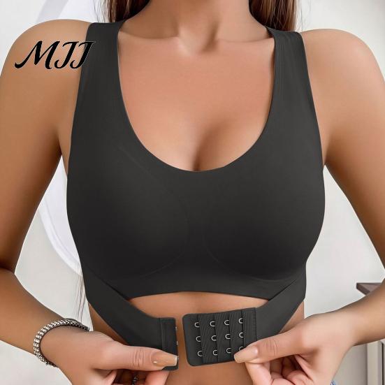 Posture Corrector Bra Women Bra, Leopard Dotted Print Push-Up Seamless No Adjustable Underwire Full Coverage Cross Back Bralette with Front Closure