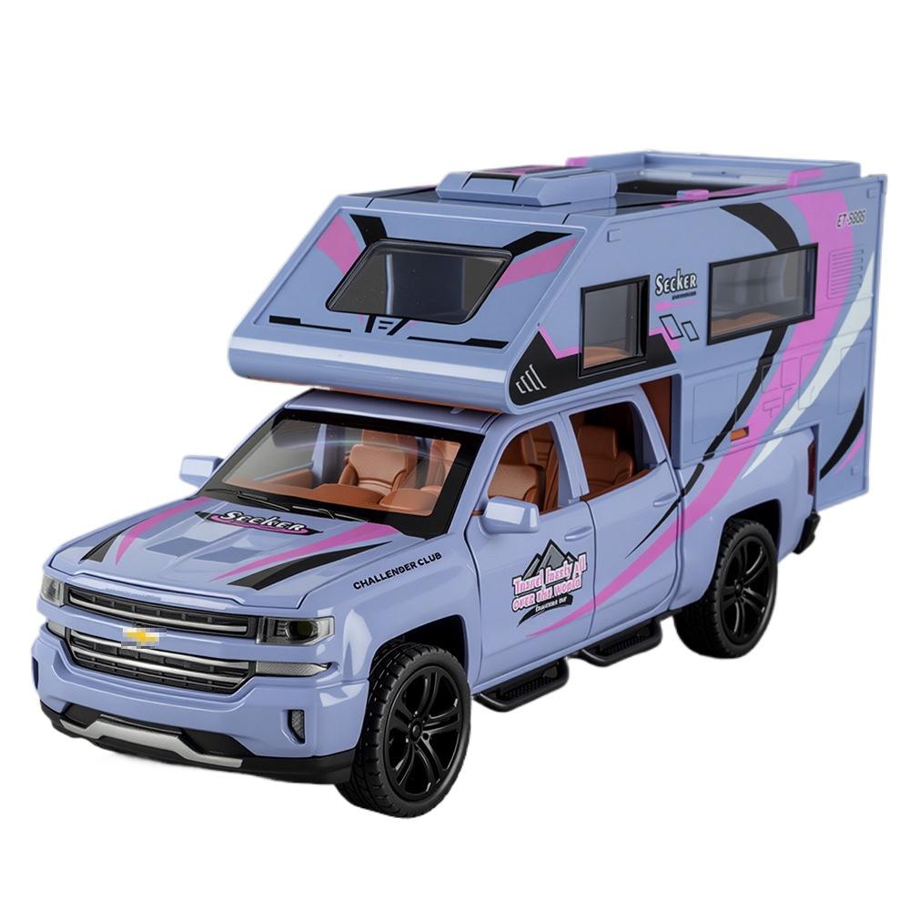 

1/32 Chevrolet Silverado Recreational Vehicle RV Alloy Car Model Sound and Light Children s Toy Collectibles Birthday Gift фиолетовый