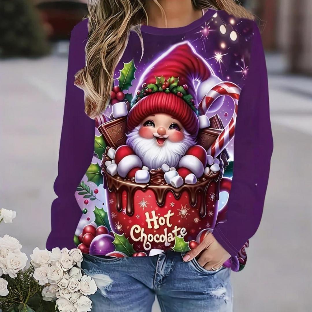 

Женская футболка с длинным рукавом, повседневная, для улицы, с Санта-Клаусом, с круглым вырезом, осенняя, оверсайз XXL