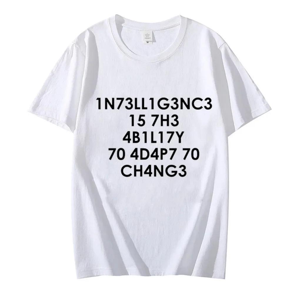 T Shirt for Men Intelligence Is The Ability To Adapt To Change Print Men's T-Shirt Sports Tee Shirts Fashion Harajuku Streetwear