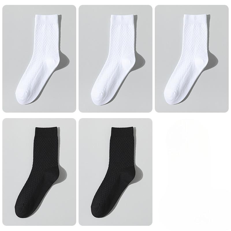 5 Pairs of Men's Autumn and Winter Commercial Antibacterial Warm Solid Color Deodorant Wicker Cotton Socks