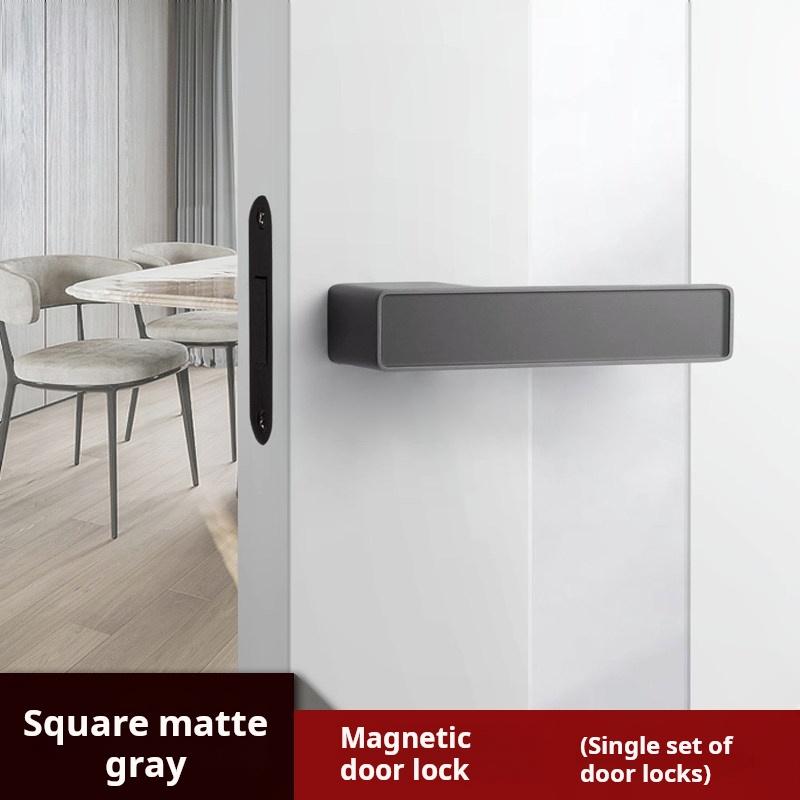 (1 Set) Cream Style Minimalist Magnetic Ecological Door Lock  Home Indoor Bedroom Door Handle One Line Lock Hardware Accessories