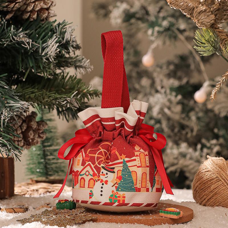 

Christmas Gift Bags, Cartoon Fruit Storage Bags, Reusable Linen Christmas Gift Candy Packaging Bags, Party Supplies A7