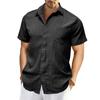 Men'S Fashion Collar Solid Color Shirt Casual Short Sleeved Top