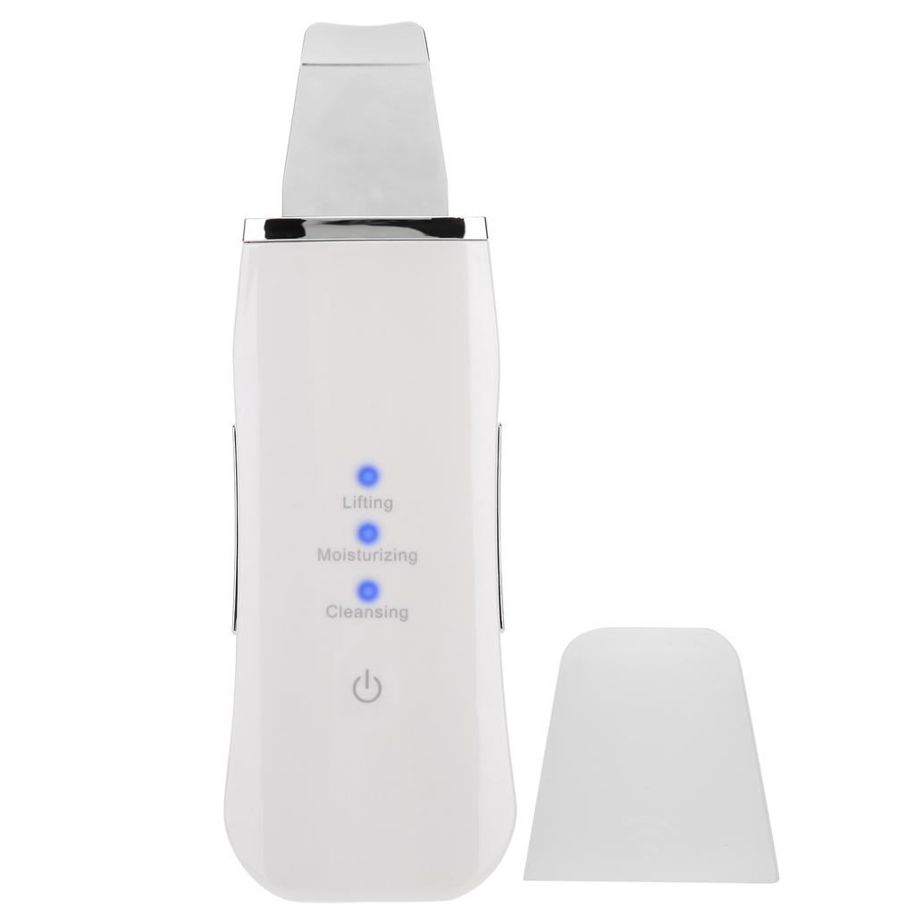 Face Skin Scrubber USB Rechargeable Peeling Machine Ultrasonic Exfoliating SkinCare(White )
