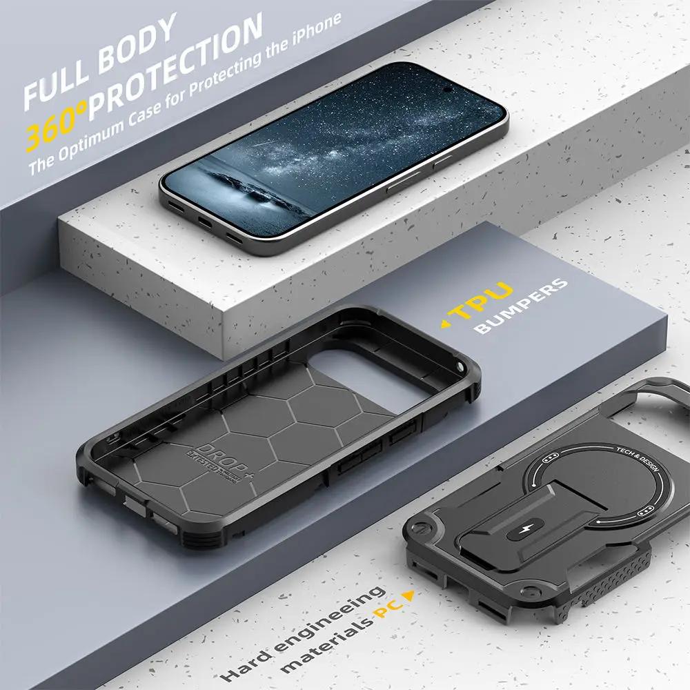 Armor Shockproof Magsafe Magnetic Protective Cover for Google Pixel 9 10 Pro Hard Folding Stand Wireless Charging Anti-fall Case