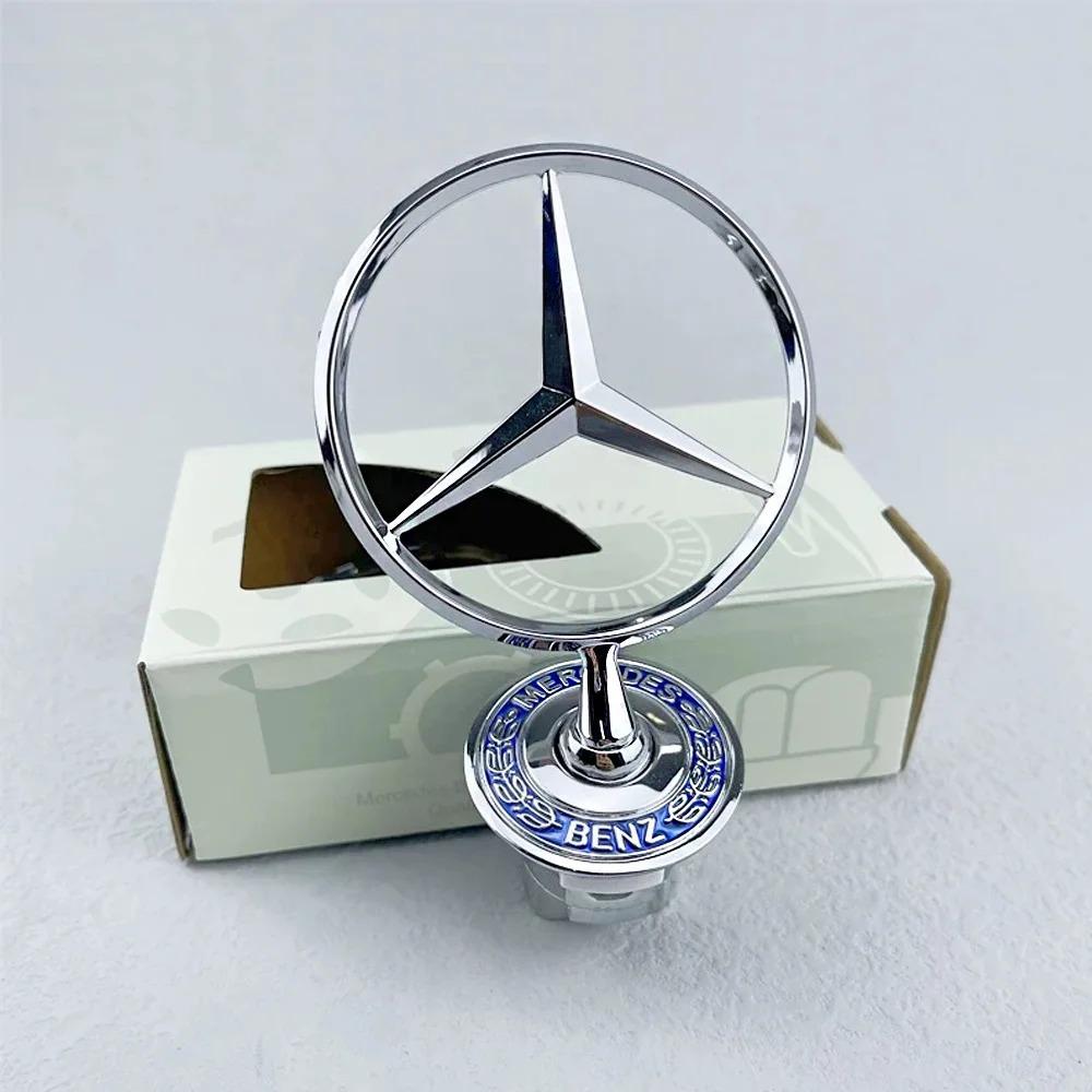 For Mercedes Benz 1pcs 44mm Metal Chrome Black Car Front Hood Emblem Bonnet Logo C E S Class W204 W212 W220 W210 W221 Accessorie BI1