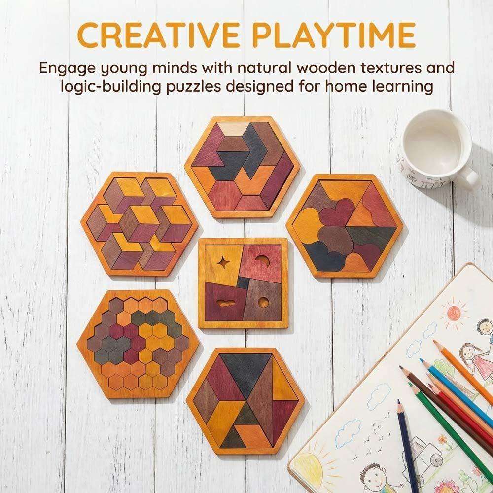 Challenges Wooden Tangram Puzzle Interactive Jigsaw Puzzle Board  Boys Girls