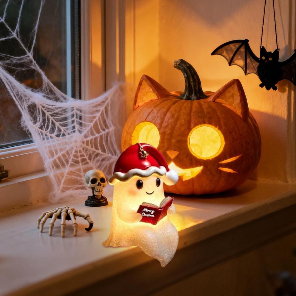 Ghost Night Light Spooky Table Decor Halloween Ghost Night Light Horror Desktop Ornament Christmas LED Lamp For Kitchen Living