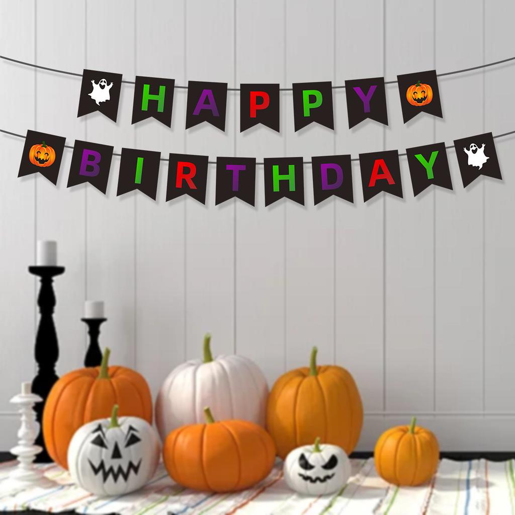 Halloween Haunted House School Party Arrangement Banner Happy Halloween