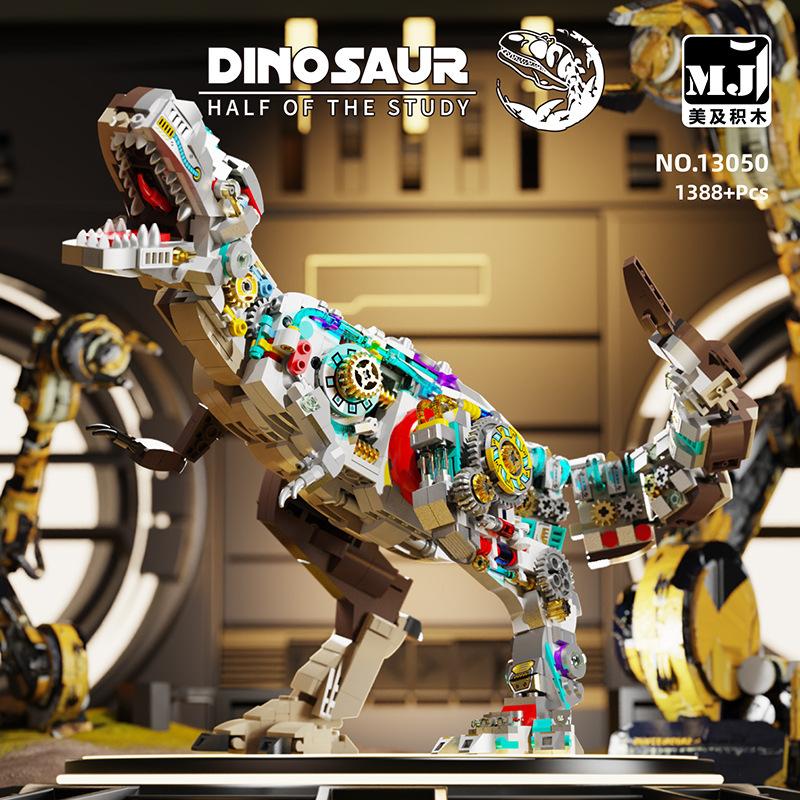 Semi-Mechanisches Dinosaurier-Baustein-Set Tyrannosaurus Triceratops Modellspielzeug für Jungen
