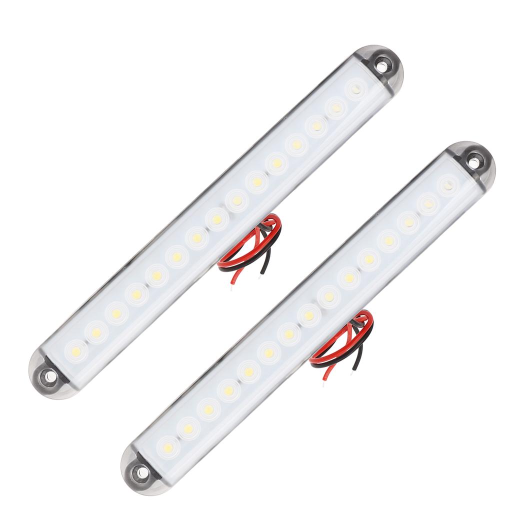 2PCS Car Side Marker Lights IP65 Waterproof 15 LED Crystal Lamp Beads White Light Universal for RVs Ships Yachts