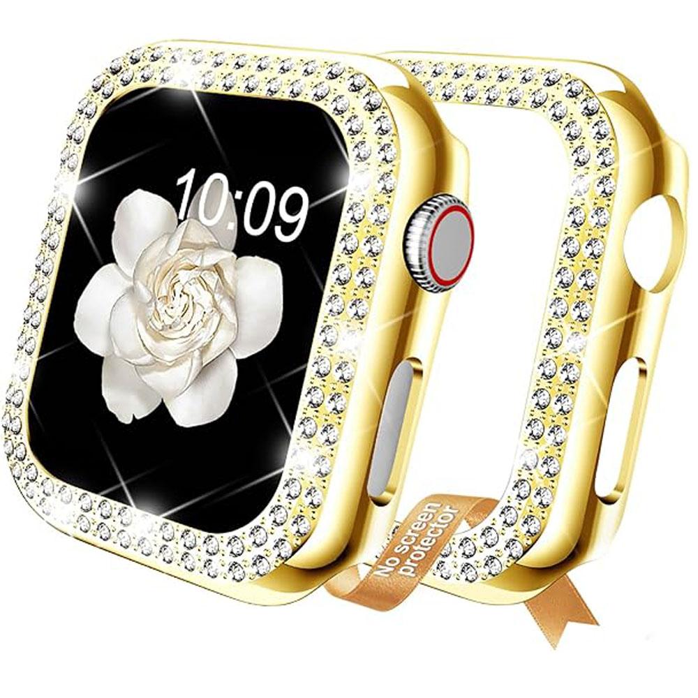 

Для корпусу Apple Watch Серії Ultra 9/8/7/6/5/4/SE Захисна кришка з блискучими штучними діамантами Для IWatch 38/40/41/42/44мм/45мм/49мм s10 46mm золотистий