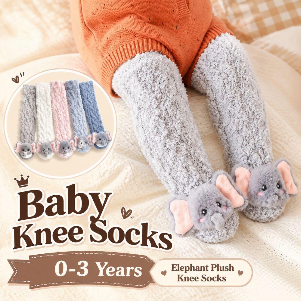 Fuzzy Newborn Knee High Socks Thickened Infant Winter Stockings Coral Fleece Socks 0-3 Years Old