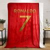 Red background with golden "Ronaldo," "7," and a black autograph below. for all seasons blanket lunch break throw gift