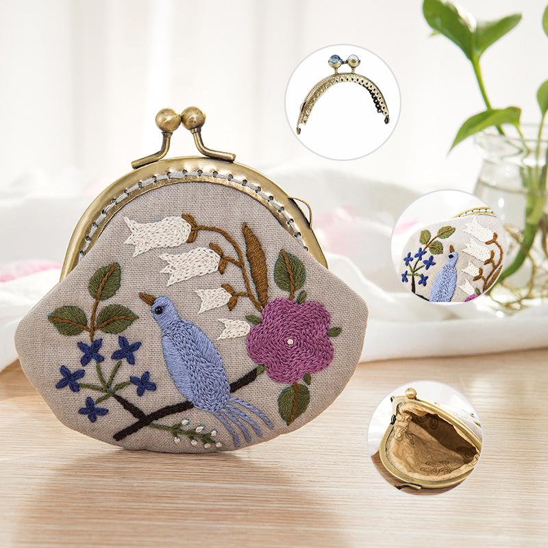 Handmade Suzhou Embroidery 3D Kiss Lock Purse DIY Kit - Ancient Korean Style Coin Bag