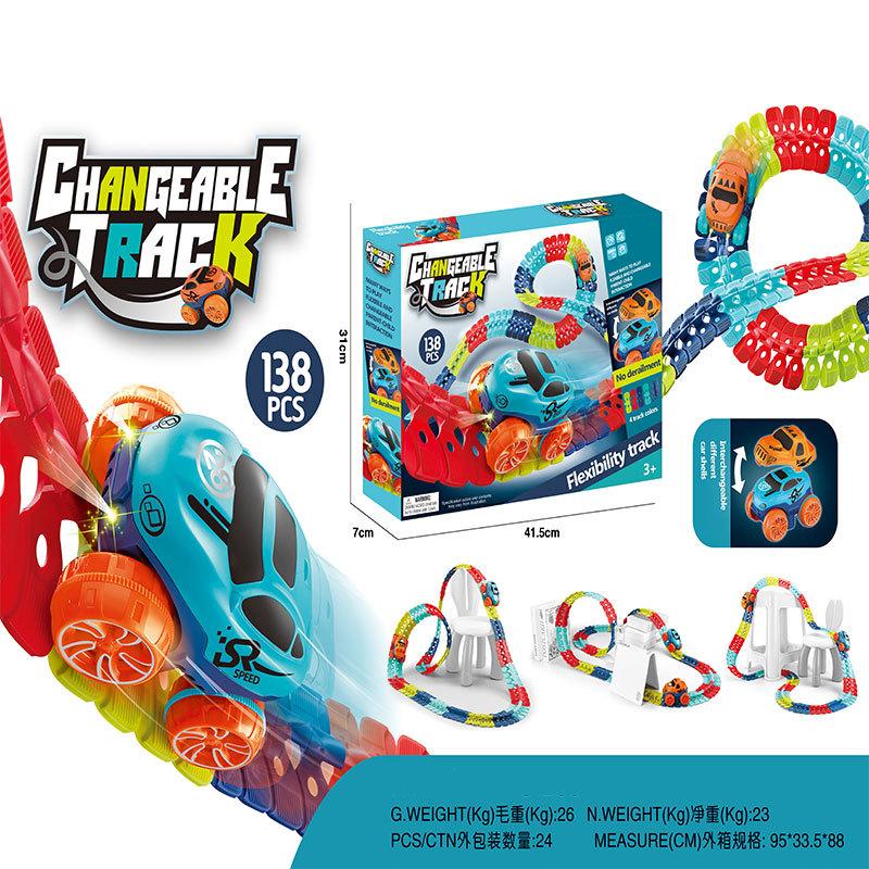 Elektrikli Yumuşak Pist Araba Işık Anti-yerçekimi Bükülebilir Araç Yarışı Araba Pist Oyuncakları Esnek DIY Yarış Montaj Hediye