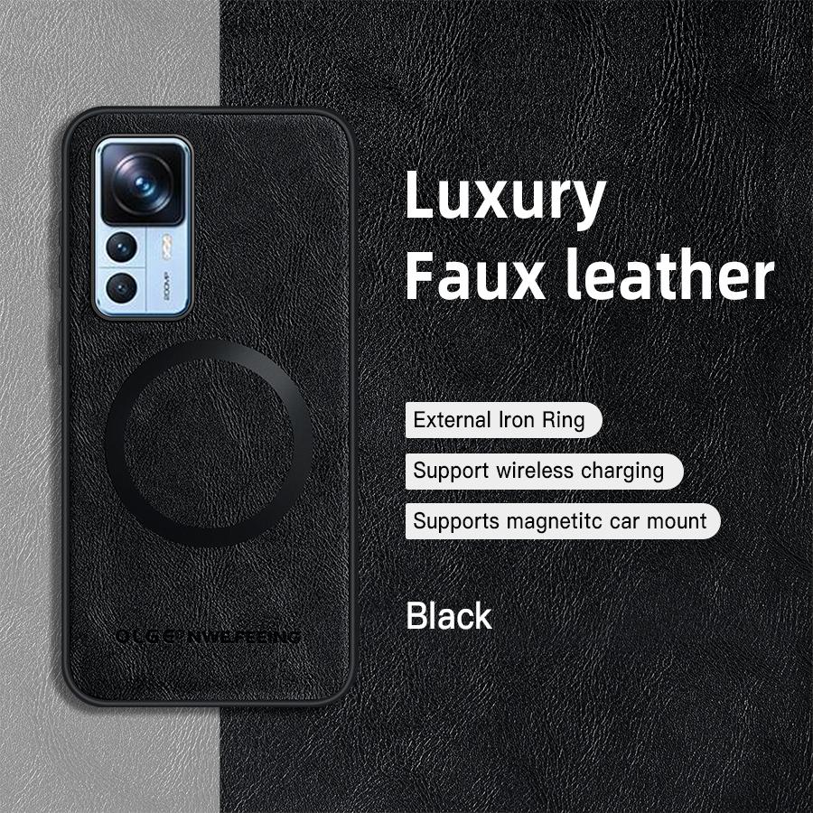 Für Xiaomi 12T 12T Pro PU Leder Magnetring Weiche Kante Anti-Sturz Anti-Fingerabdruck Handyhülle