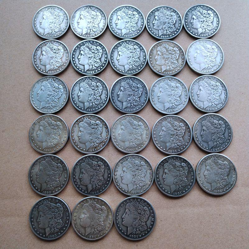 P Edition 28-Year US Morgan Antique Silver Dollar Commemorative Crafts Coin, Brass Silver-Plated Material