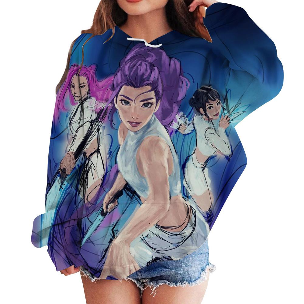 Høst 3D KPop Devil Hunter Trykte Hettegensere Moteable Casual Sport Langermet Dame Hettegensere