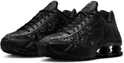 Shox R4 Women's Retro Techno Sneakers Laser-Cut Black/Dark Smoke Gray 22.0cm