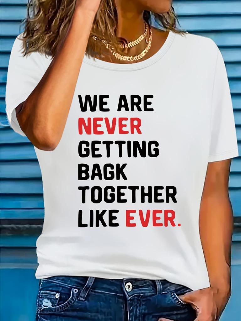 Letter Print T-shirts Fashion Kawaii Round Neck Modern Short Sleeve Shirt 90s Trend Casual Women Clothing Summer Short Sleeve