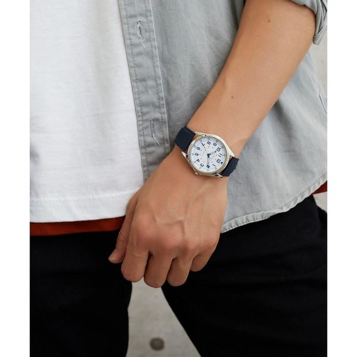 [Citizen Q&Q] Analog Watch Leather Belt QB38-314 Men's White/Navy 1pc