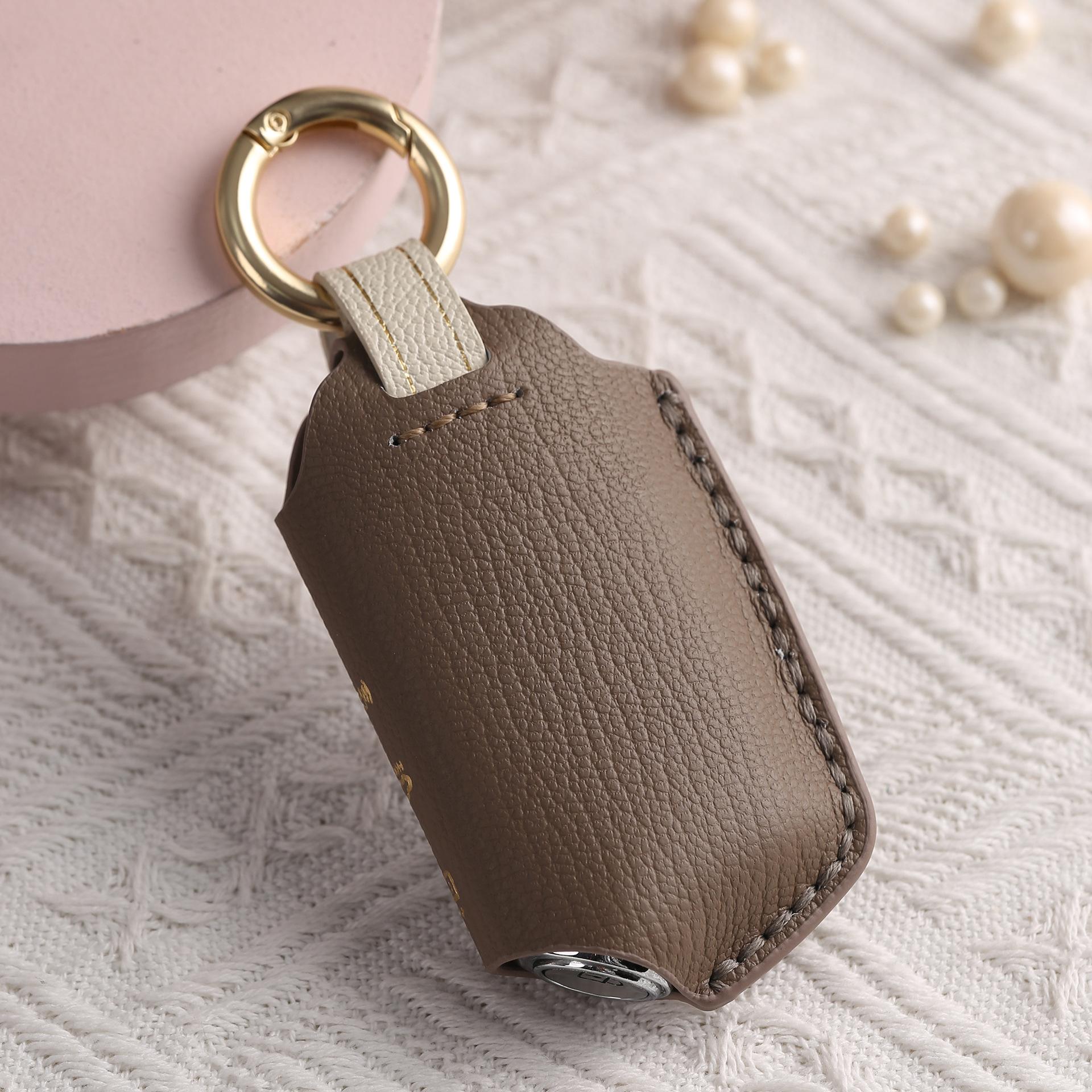 

Leather Key Cover Is Suitable For Kia Commercial Vehicle Handmade High-End Car Key Bag Shell Ring. коричневый