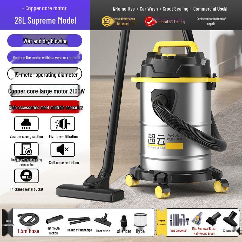 High Suction Dual-Use Vacuum for Home Renovation, Car Wash & Grout Cleaning