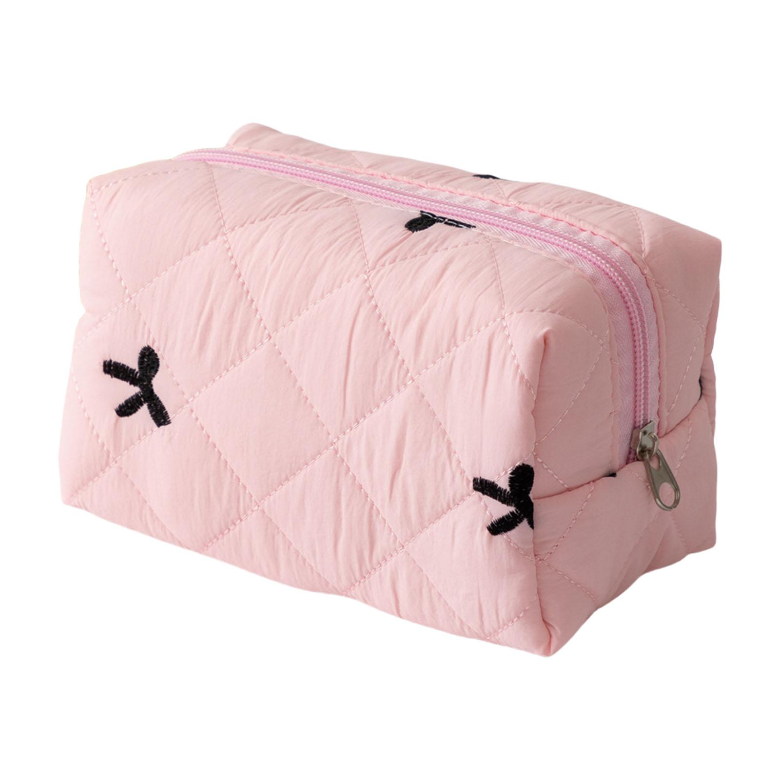 

Polyester Quilted Lipstick Holder with Sophisticated Bowknot Pattern Large Capacity Makeup Bag for Everyday Use розовый