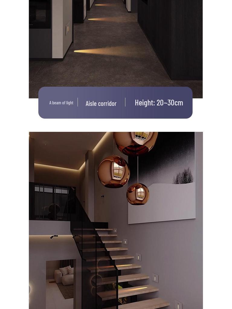 Ultracienka lampka nocna z czujnikiem magnetycznym do wbudowania typu 86 na schody i korytarze