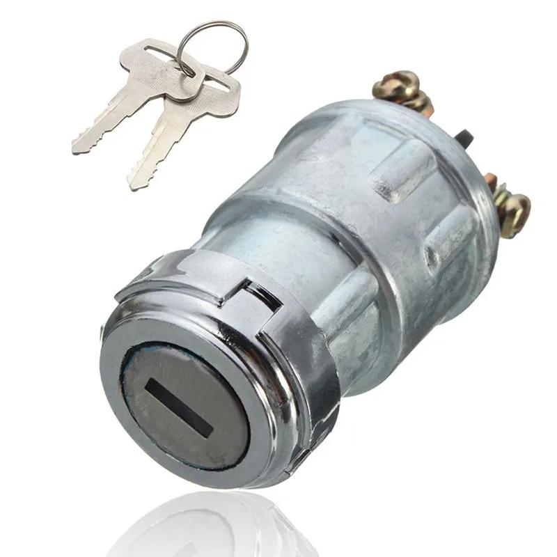 Universal Car Ignition Switch Lock Cylinder 3 Position ON OFF Start with 2 Keys for Tractor Truck Car Switch Replacement Part