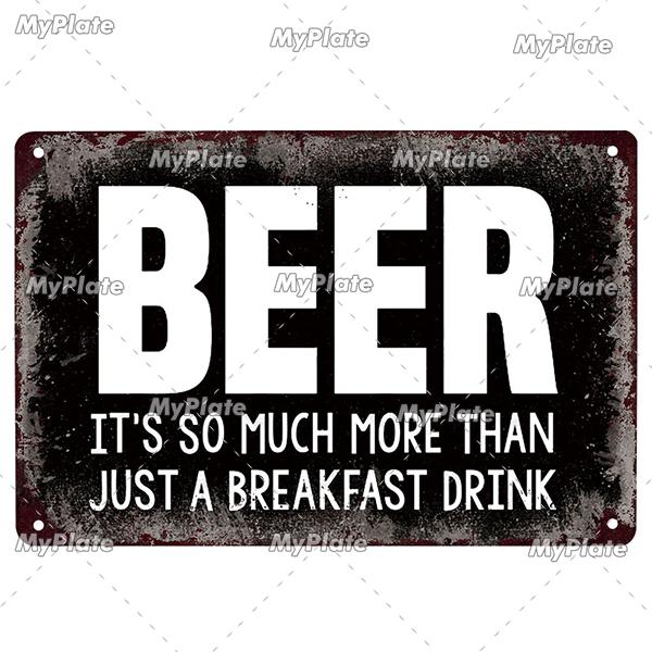 [MyPlate] Beer Metal Sign Plaque Metal Vintage Pub Tin Sign Wall Decor For Pub Club Man Cave Bar Decoration Tin Plates