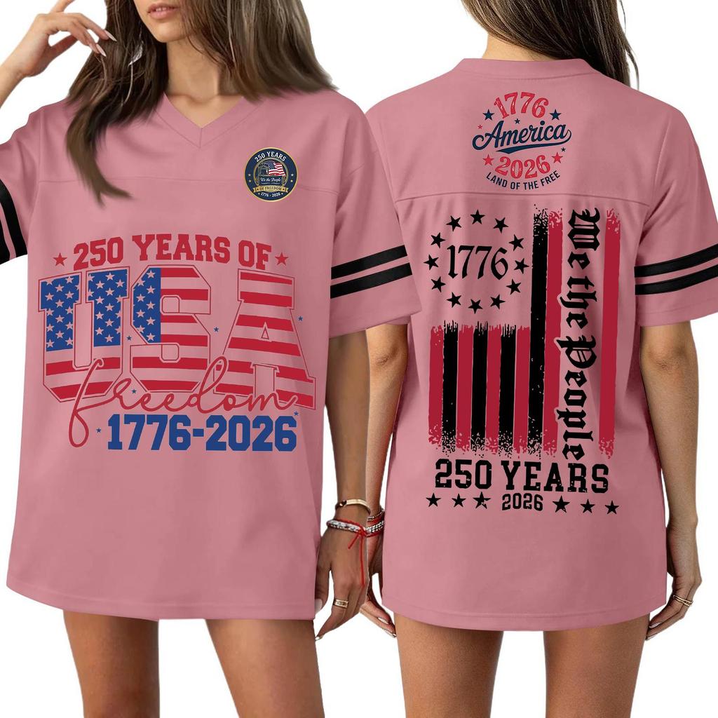 Women's Casual Fashion V-Neck Sports Independence Day Print Short Sleeve Sports T-Shirt Top