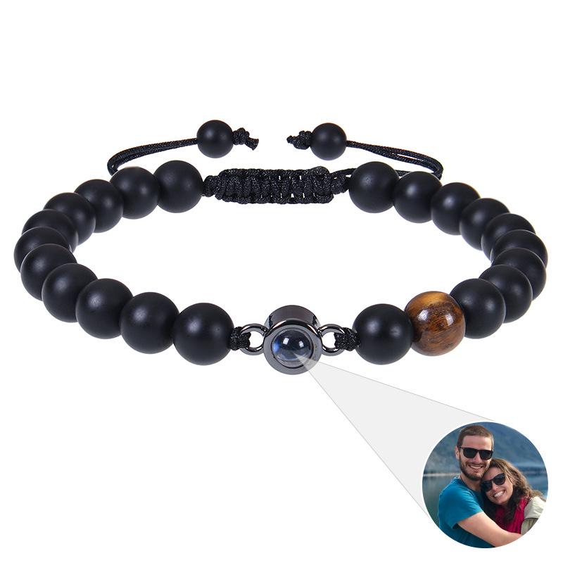 Προσαρμοσμένο Βραχιόλι Προβολής Φωτογραφίας με 100 Γλώσσες 'Σ' Αγαπώ' - Κοσμήματα από Φυσική Πέτρα