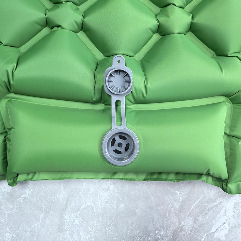 Ultralight Single Sleeping Pad with Pillow, Foot-Pump Inflatable Camping Mat, Moisture-Proof for Outdoor, Tent, or Car Use.