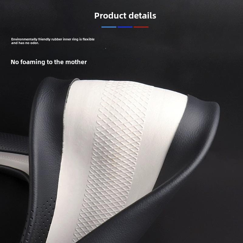 Universal Lenkradbezug aus schwarzem Nappa-Leder, rutschfest und atmungsaktiv, 15 Zoll/38 cm.