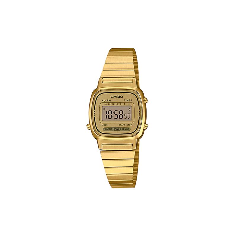 Casio small gold watch classic retro square small gold nugget LCD display waterproof movement quartz movement Japanese and Korean watch LA670WGA-9