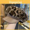 Leopard Print Newsboy Cap With Round Top And Stylish Design For Urban Commuting