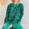 Women's New Autumn and Winter Commuting Knitted Zebra Print Contrasting Pullover Sweater