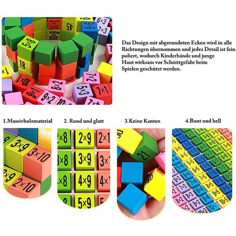 Zahlenlern-Rechenbrett aus Holz 1 x 1, Mathe-Lernspielzeug, bunte Holzspielzeugwürfe, Rechenbrett, Mathe-Lernspiele