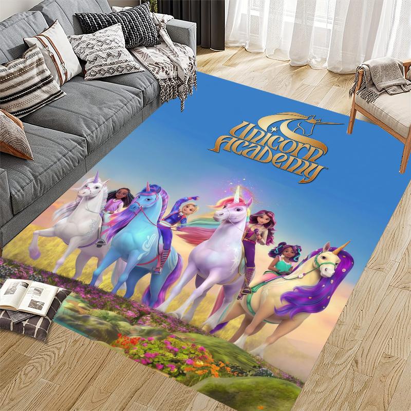 Unicorn Academy Home Sofa Decoration for Living Room & Bedroom, Non‑Slip Play Flannel Floor Mat for Game Room
