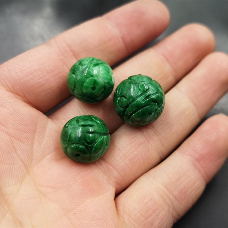 Elegant Jade Carved Round Beads for DIY Jewelry 13mm Beads