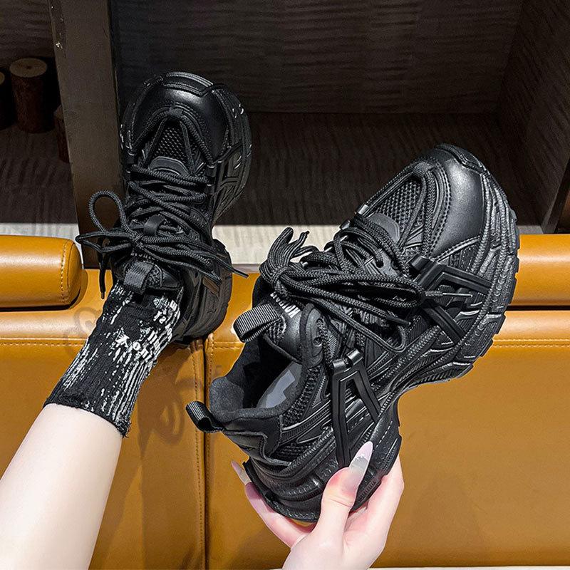 Internet Celebrity Explosion Hiking Shoes Casual Sports Shoes Women's New 2025 Spring and Autumn Thick-soled Gray Dad Shoes Women