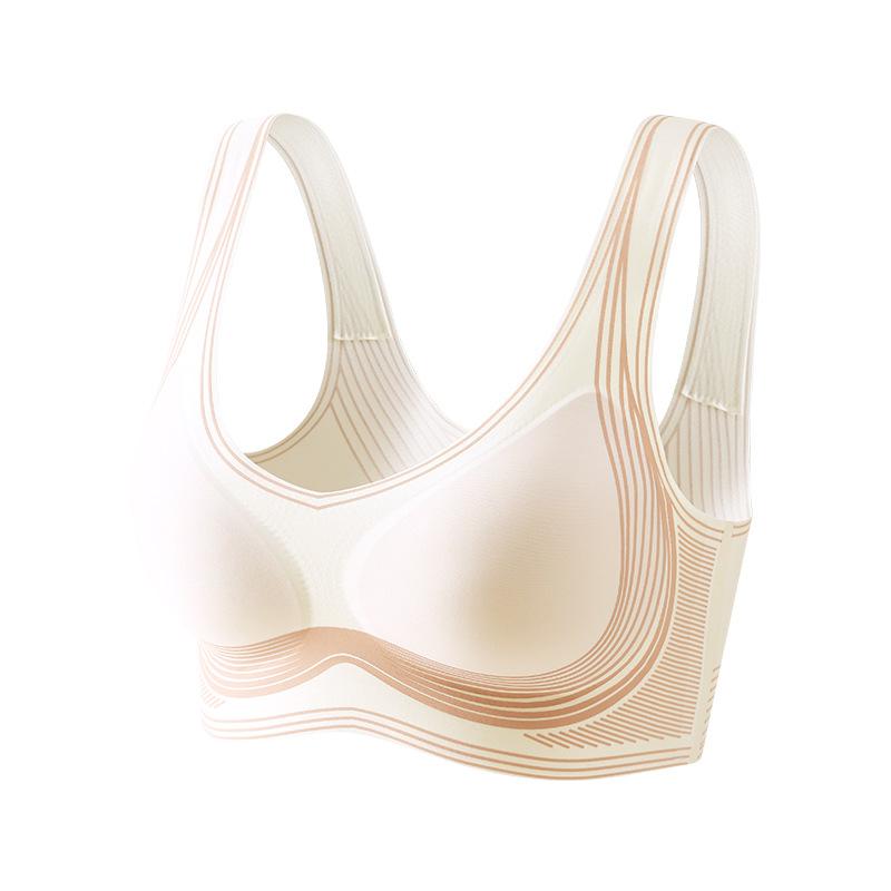 Traceless underwear women's double-layer lifting without steel ring fixed cup vest type anti-sagging and sub-breast adjustment bra cover