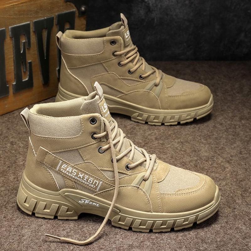 Vintage Mens High Top Work Boots Fashion Designer Casual Sneakers Comfortable Non-slip Wear Resistant Platform Shoes Zapatillas
