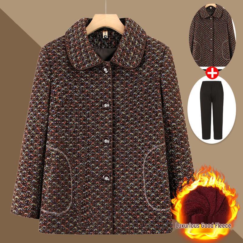 Spring and Autumn Outerwear for Middle-aged and Elderly Women, Plus Size, Short Style, Ages 60-80.